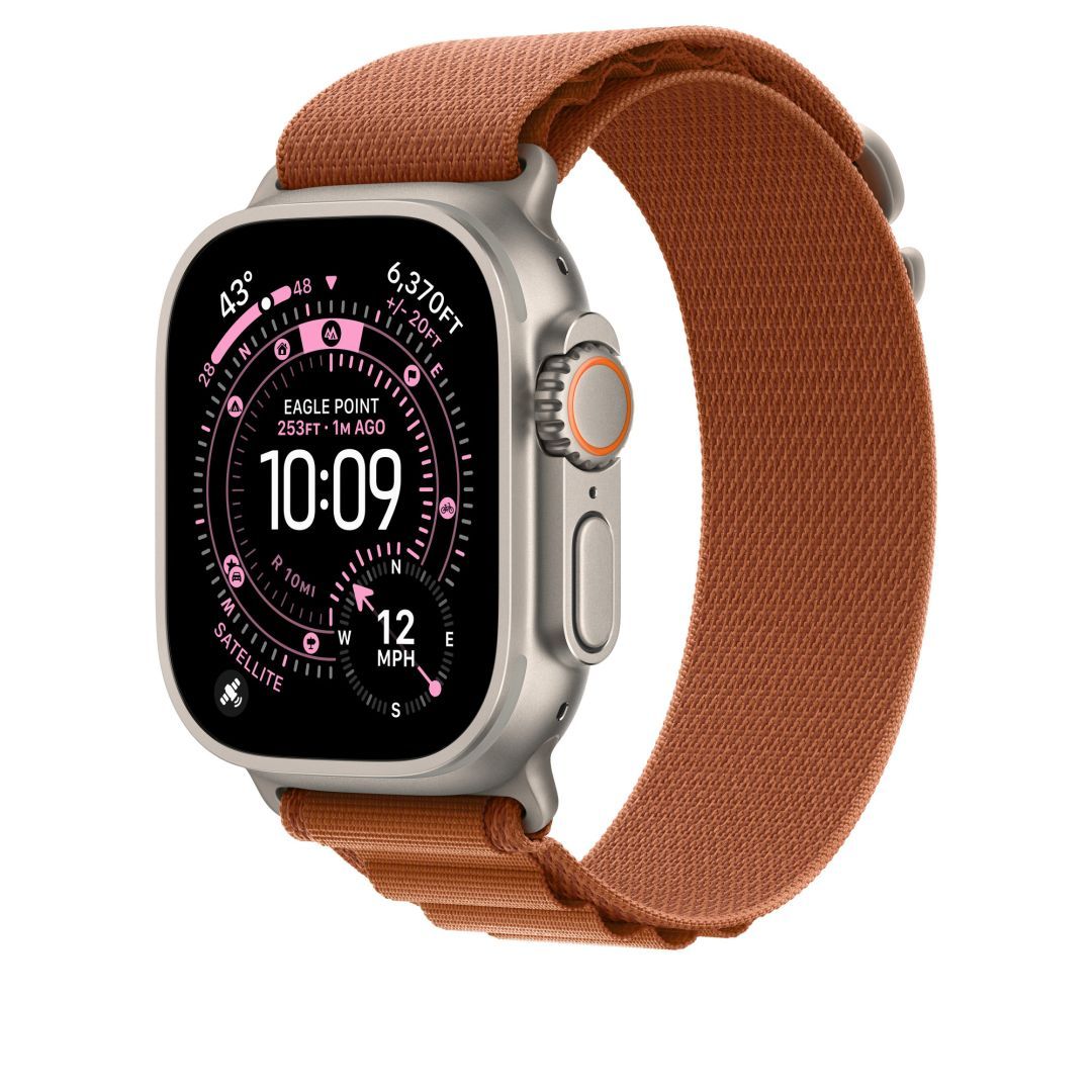 Apple Watch 49mm Loop: Large Alpine Loop Natural Titanium Finish Terra Cotta
