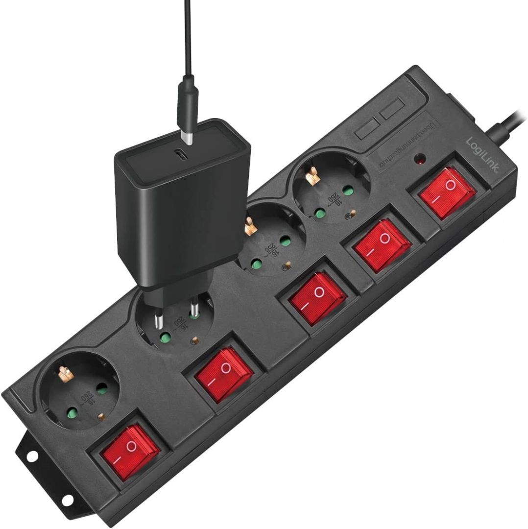 Logilink LPS251 Túlfeszültségvédő Kapcsolóval 4DIN 1,5m Black Logilink LPS251 Túlfeszültségvédő Kapcsolóval 4DIN 1,5m Black