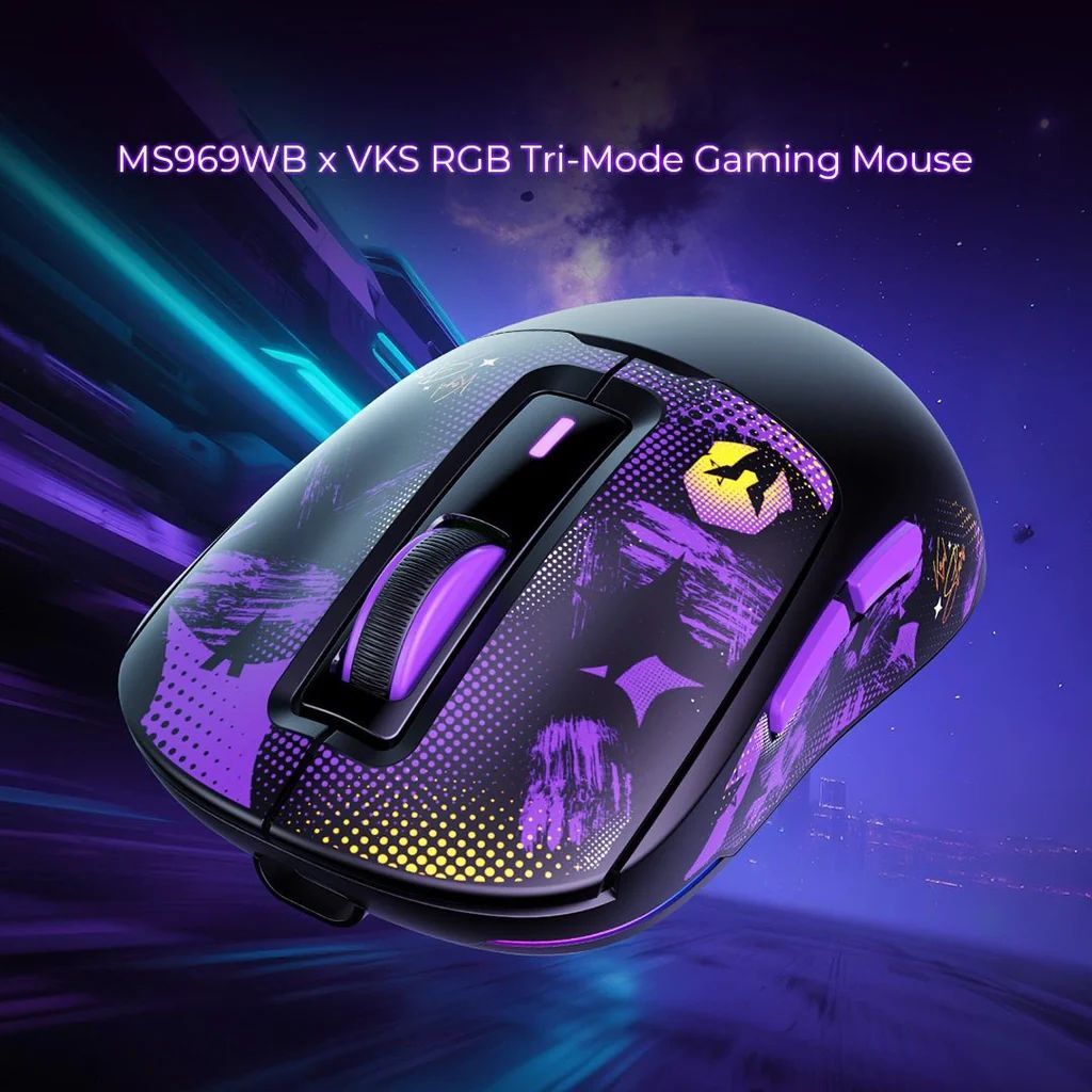 HAVIT Gamenote MS969WB x VKS Gaming Wireless Bluetooth Mouse Black/Purple