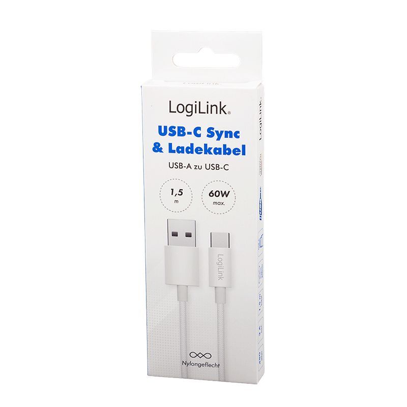 Logilink USB 2.0 C/M - A/M 60W cable 1,5m White Logilink USB 2.0 C/M - A/M 60W cable 1,5m White