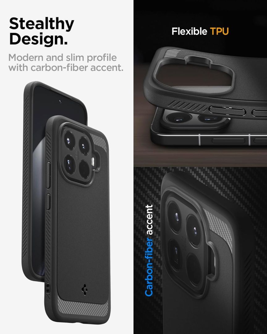 Spigen Rugged Armor case for Xiaomi 15T Pro Matte Black