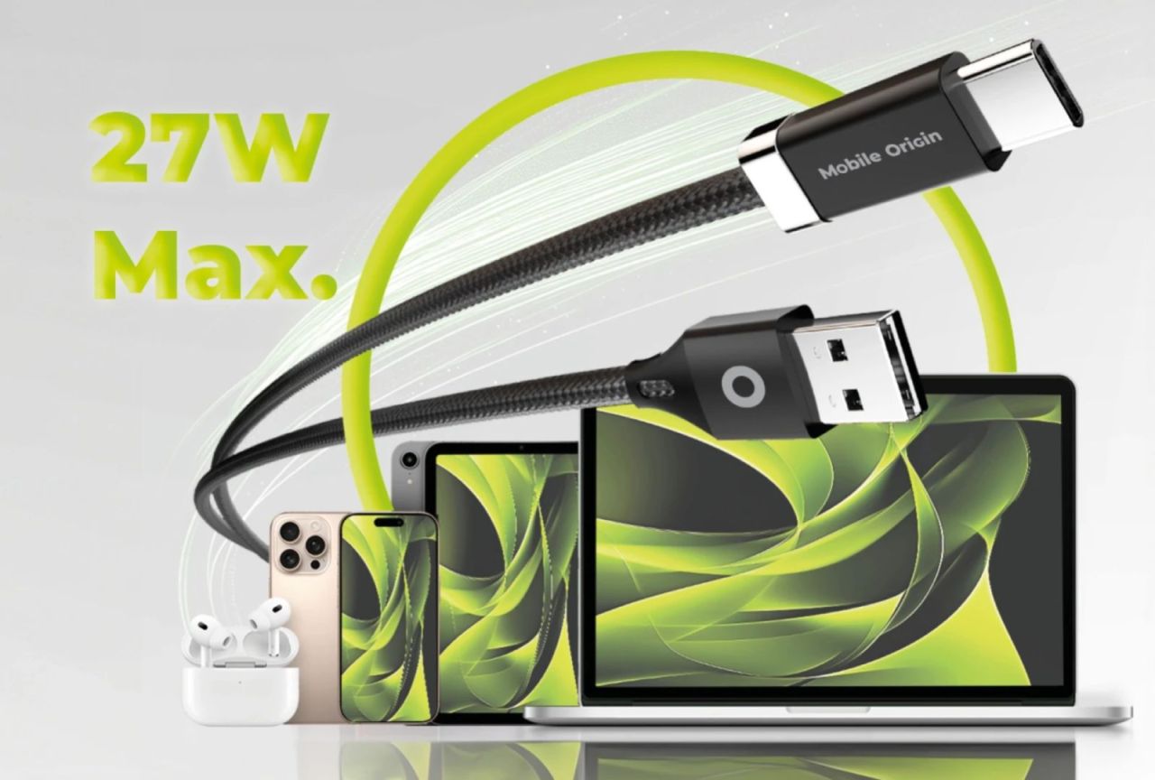 Mobile Origin 27W Magnetic StayCable USB-C to USB-A 1,5m Black