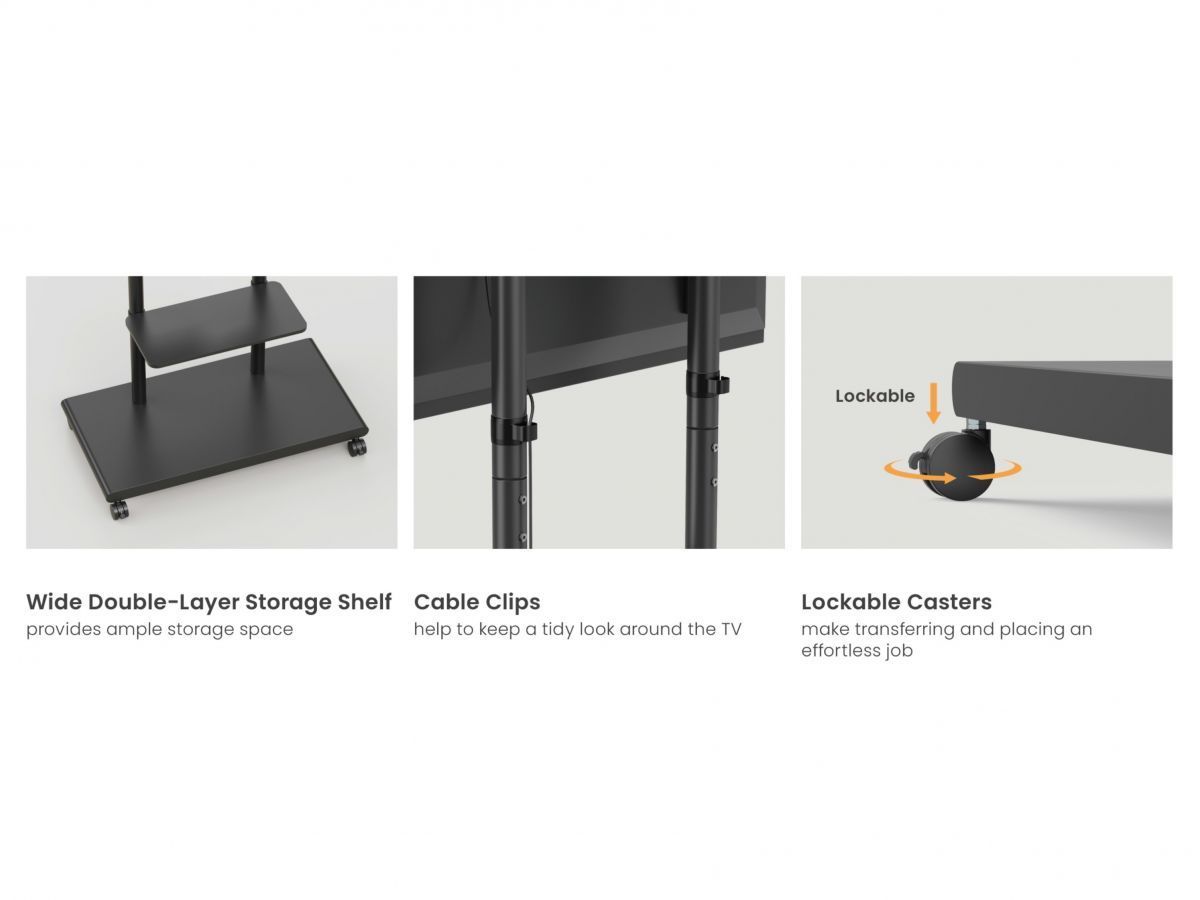 EQuip Mobile TV Trolley 50"-90" Black