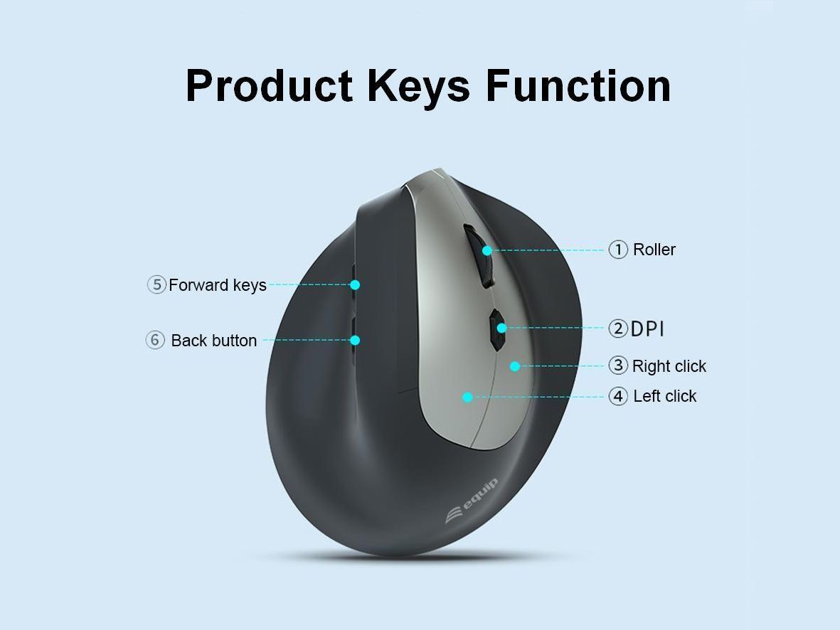 EQuip Ergonomic Dual Mode Wireless Mouse Black