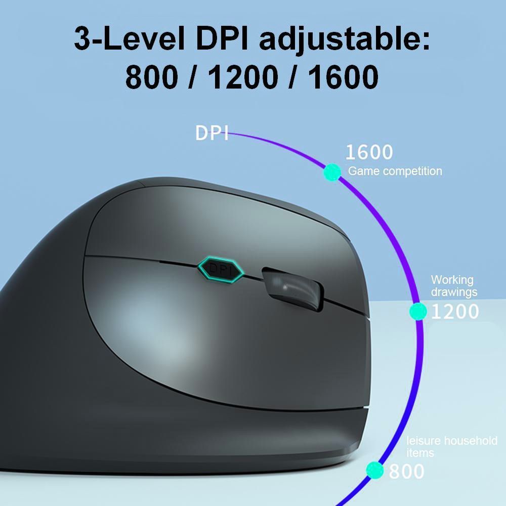 EQuip Ergonomic Dual Mode Wireless Mouse Black