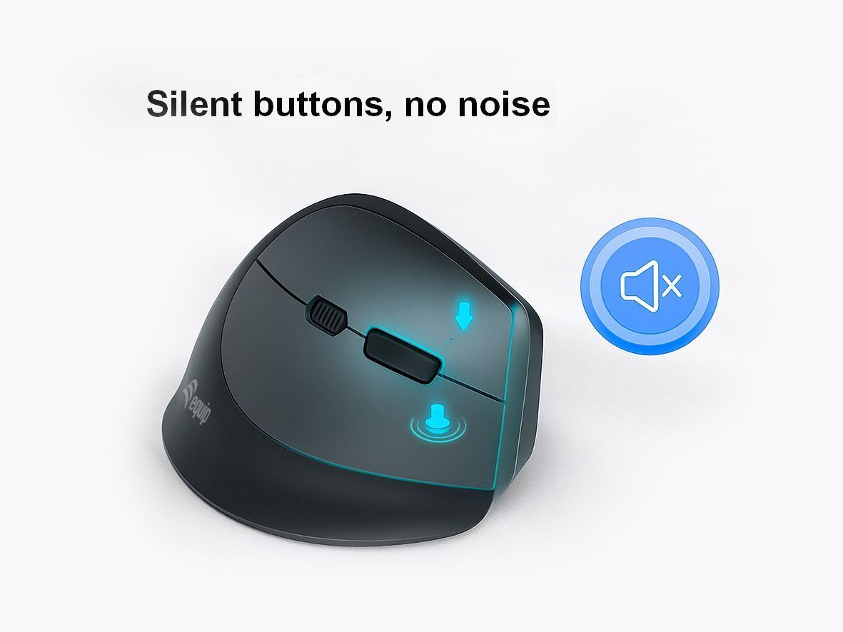 EQuip Ergonomic Dual Mode Wireless Mouse Black