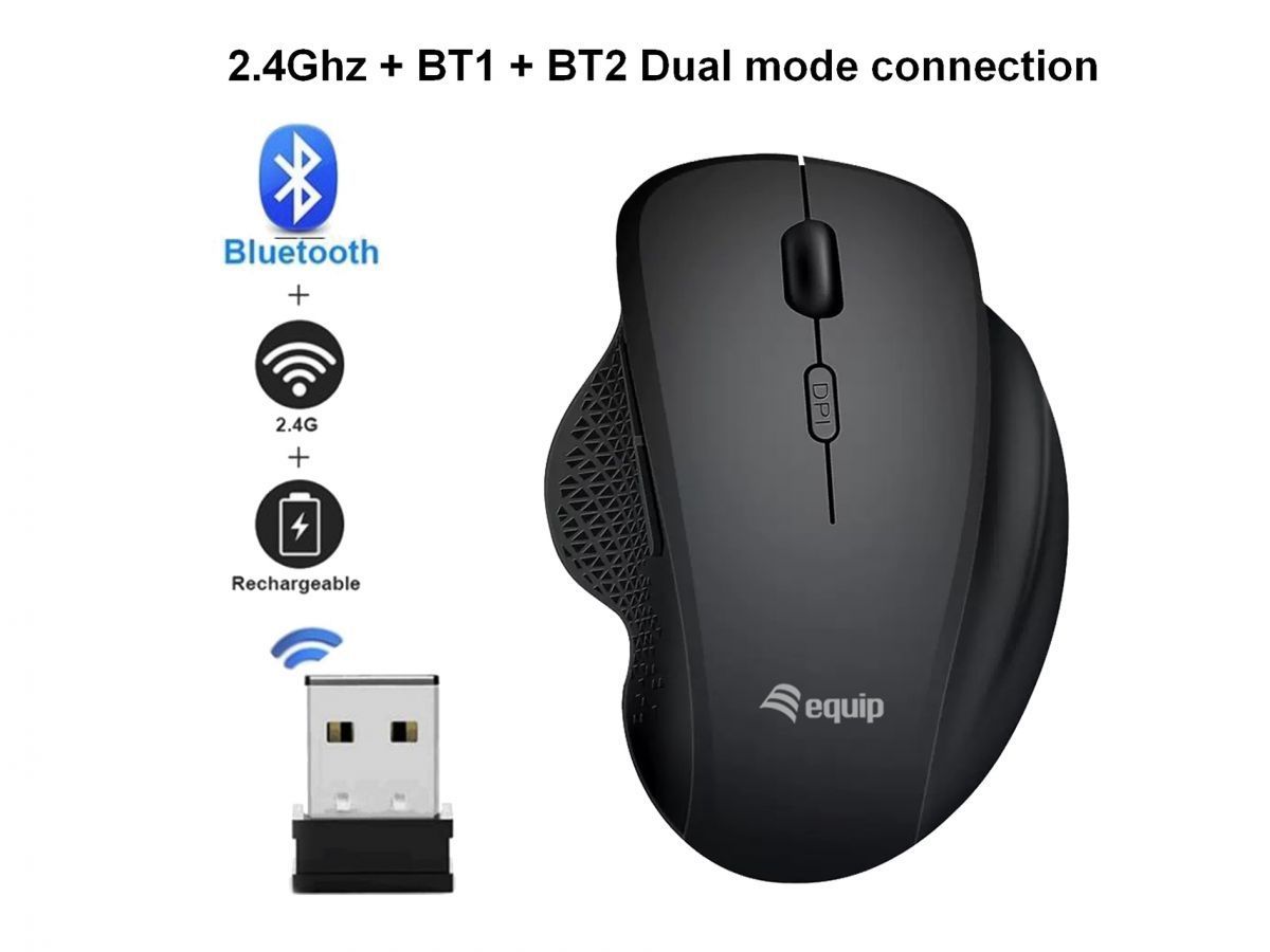EQuip 6-Button Dual Mode Wireless Mouse Black EQuip 6-Button Dual Mode Wireless Mouse Black