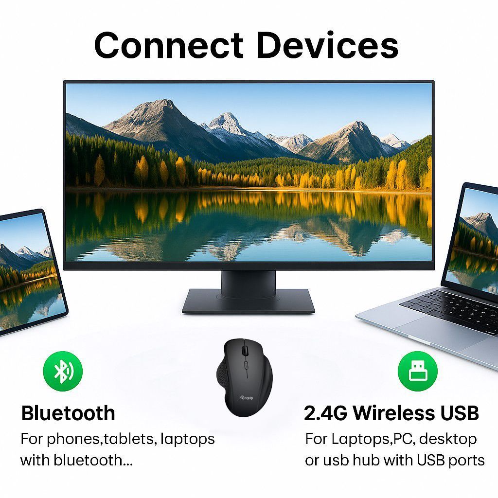 EQuip 6-Button Dual Mode Wireless Mouse Black EQuip 6-Button Dual Mode Wireless Mouse Black