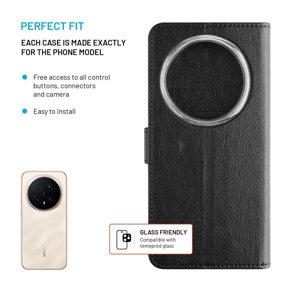 FIXED Opus oldalra nyíló telefontok Honor Magic 8 Pro 5G készülékhez, fekete