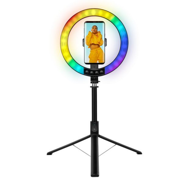 Logilink Smartphone ring light with selfie stick tripod remote shutter Black Logilink Smartphone ring light with selfie stick tripod remote shutter Black