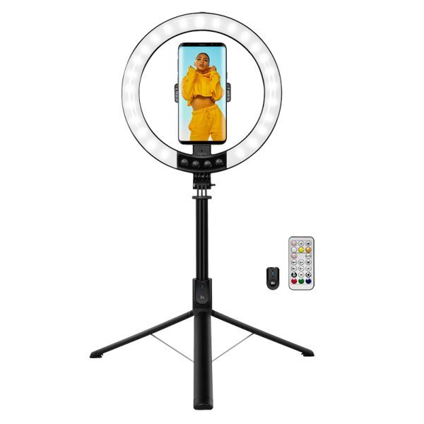 Logilink Smartphone ring light with selfie stick tripod remote shutter Black Logilink Smartphone ring light with selfie stick tripod remote shutter Black