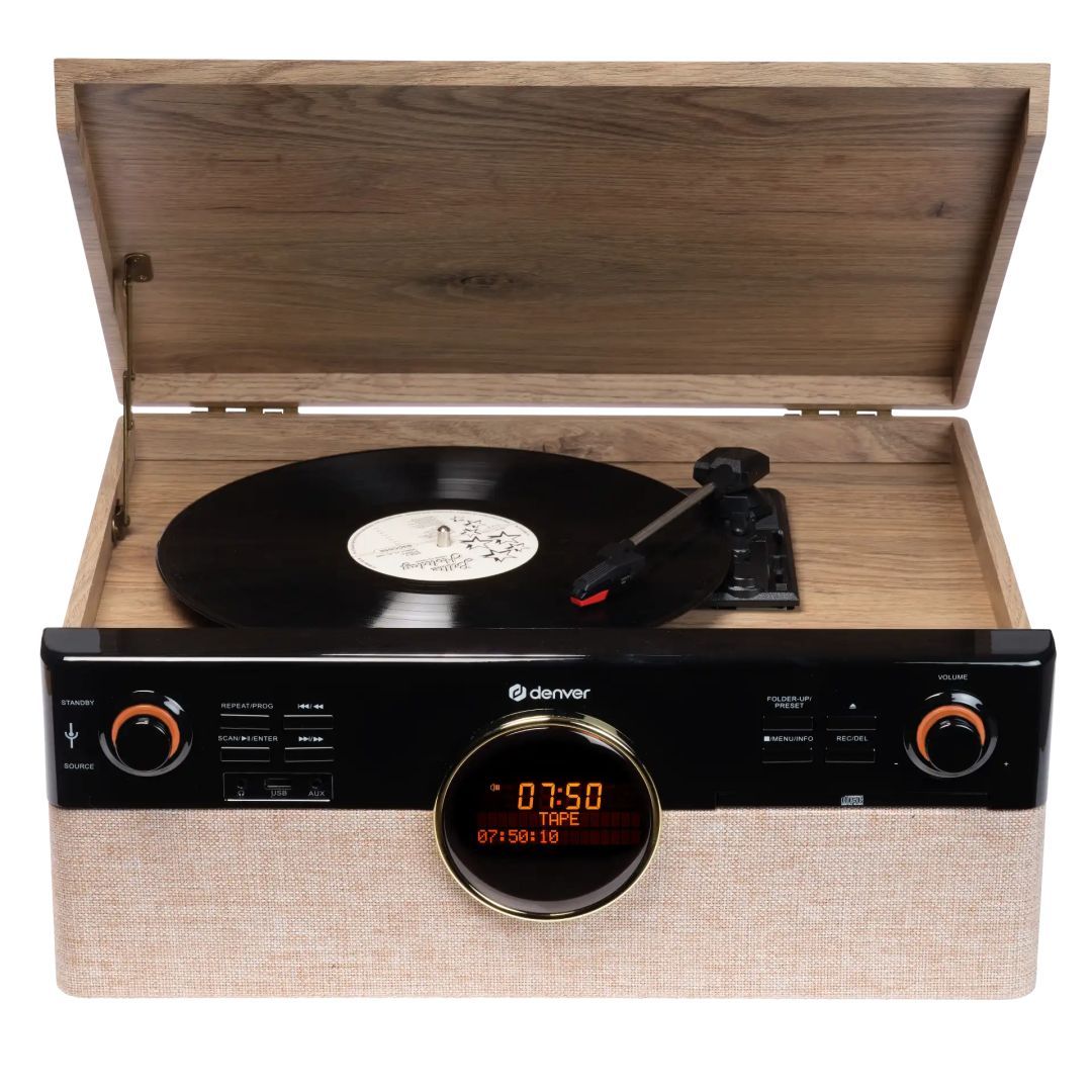 Denver MRD-180 Retro wooden music center with turntable Brown Denver MRD-180 Retro wooden music center with turntable Brown