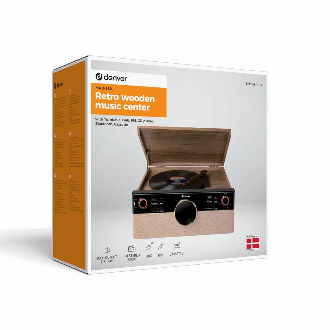 Denver MRD-180 Retro wooden music center with turntable Brown Denver MRD-180 Retro wooden music center with turntable Brown