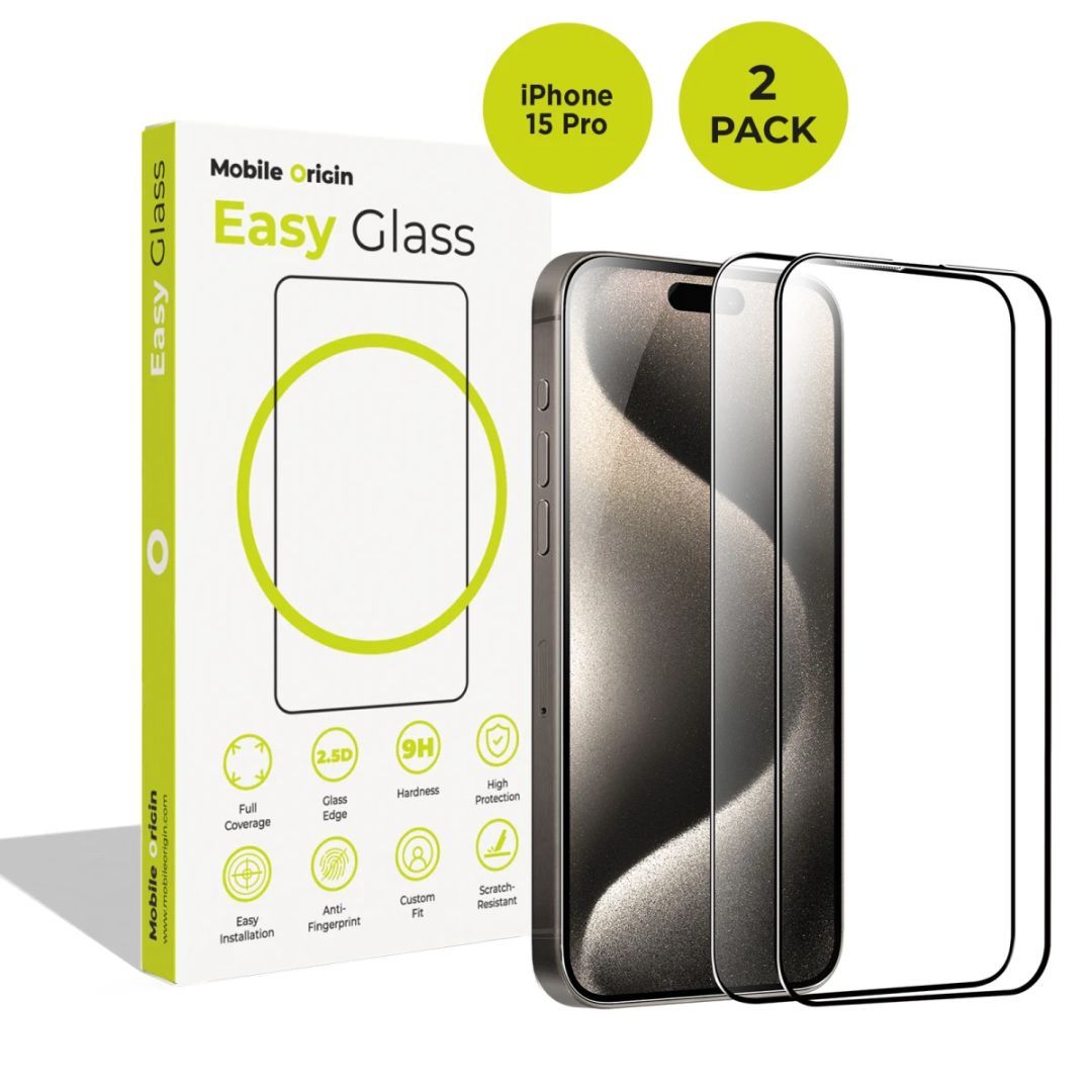 Mobile Origin EasyGlass for iPhone 15 Pro 2 pack