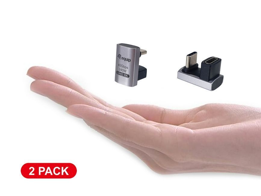 EQuip USB4 USB-C to USB-C U Plug Adapter 180° (2-pack)