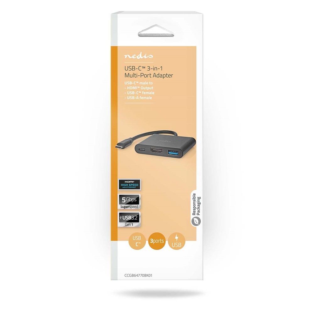 Nedis CCGB64770BK01 USB Multi-Port Adapter Black Nedis CCGB64770BK01 USB Multi-Port Adapter Black