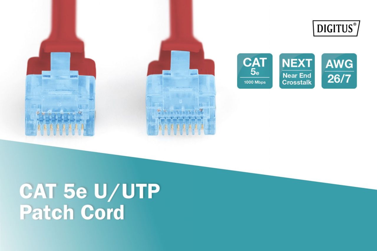 Digitus CAT5e U-UTP Patch Cable 1m Red