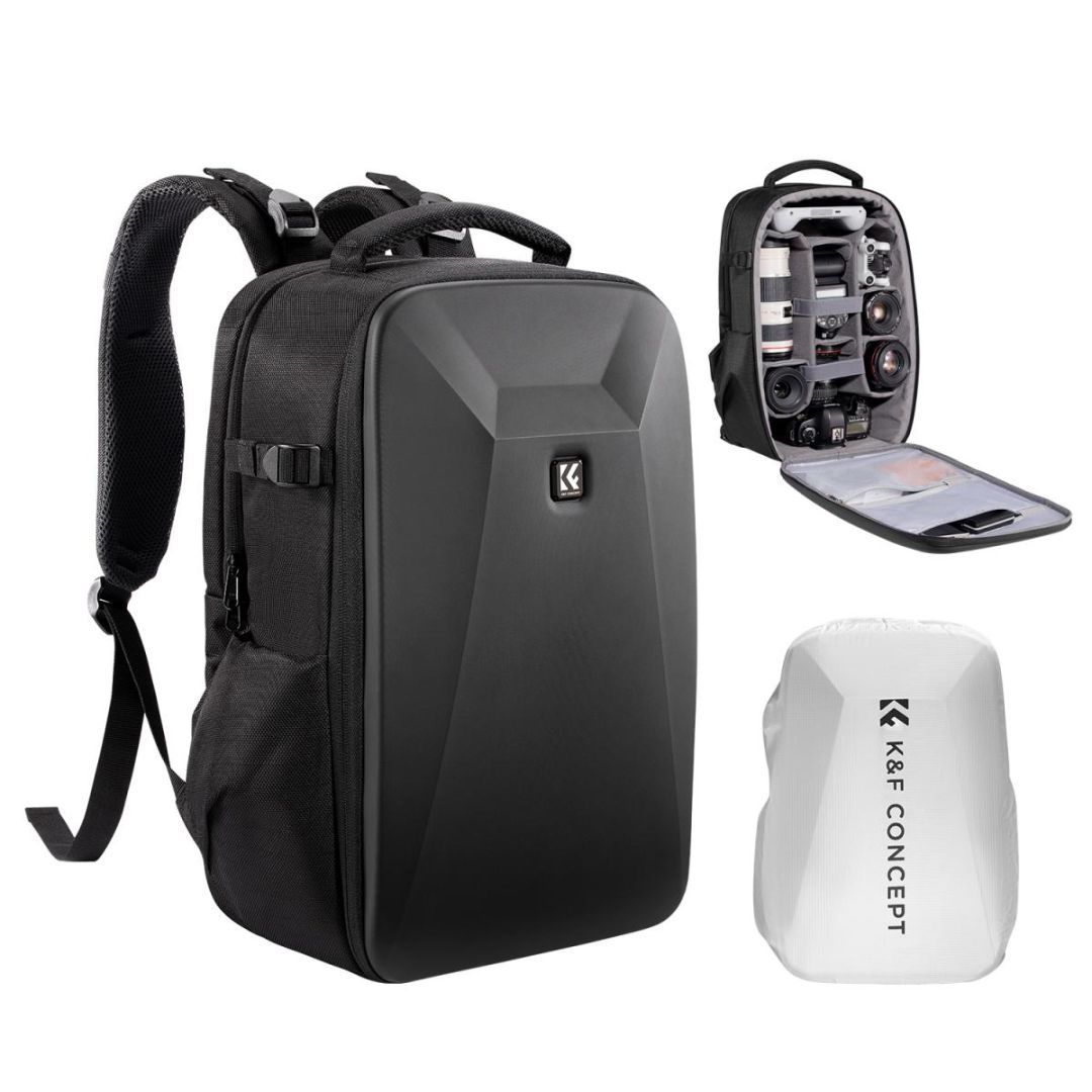 K&F Concept Hardshell DSLR Photography Camera Backpack Black