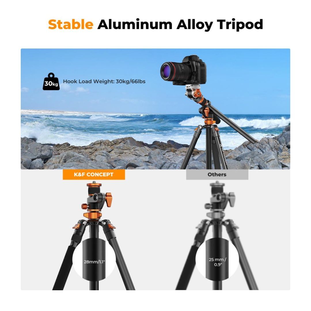 K&F Concept T254A7 Tripod + FH-03 fluid head Black