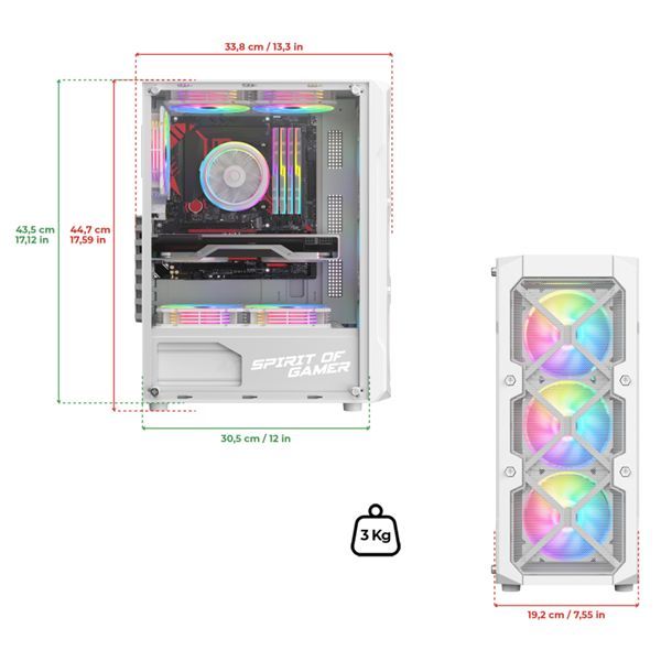 Spirit Of Gamer Rebel XT Tempered Glass White