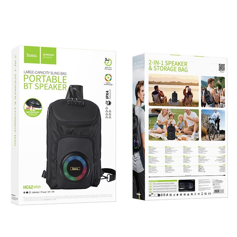 Hoco HC42 Bluetooth Speaker Large Capacity Sling Bag Black