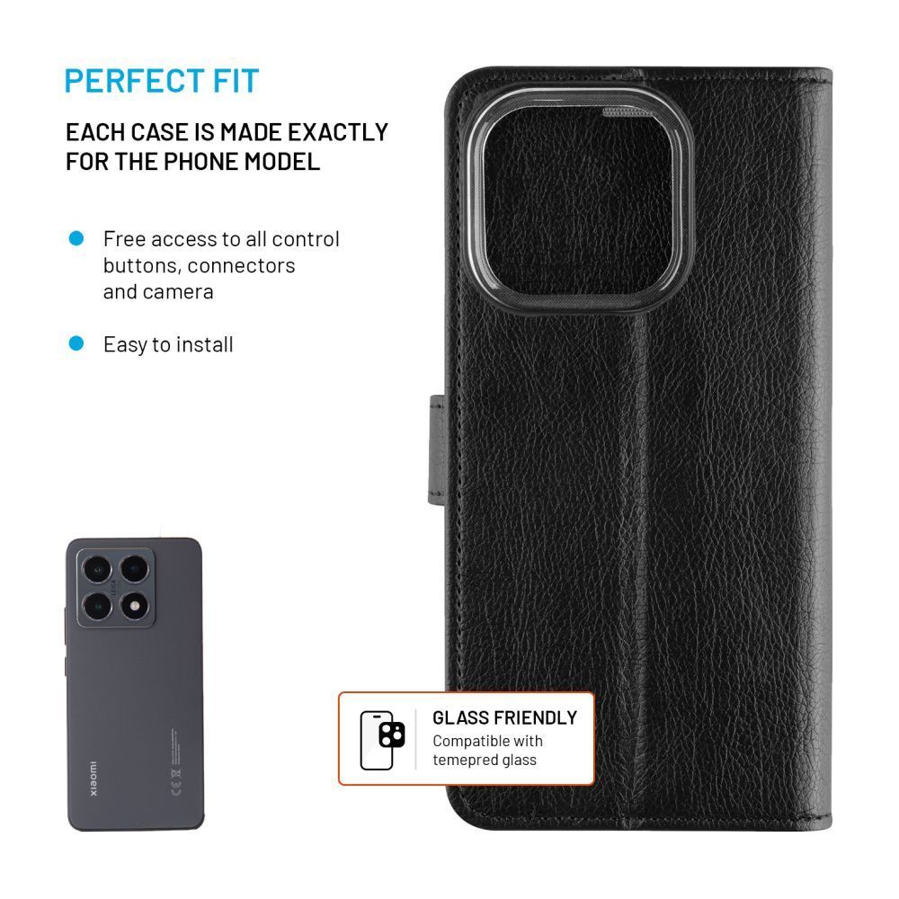 FIXED Opus oldalranyíló telefontok Xiaomi 15T készülékhez, fekete