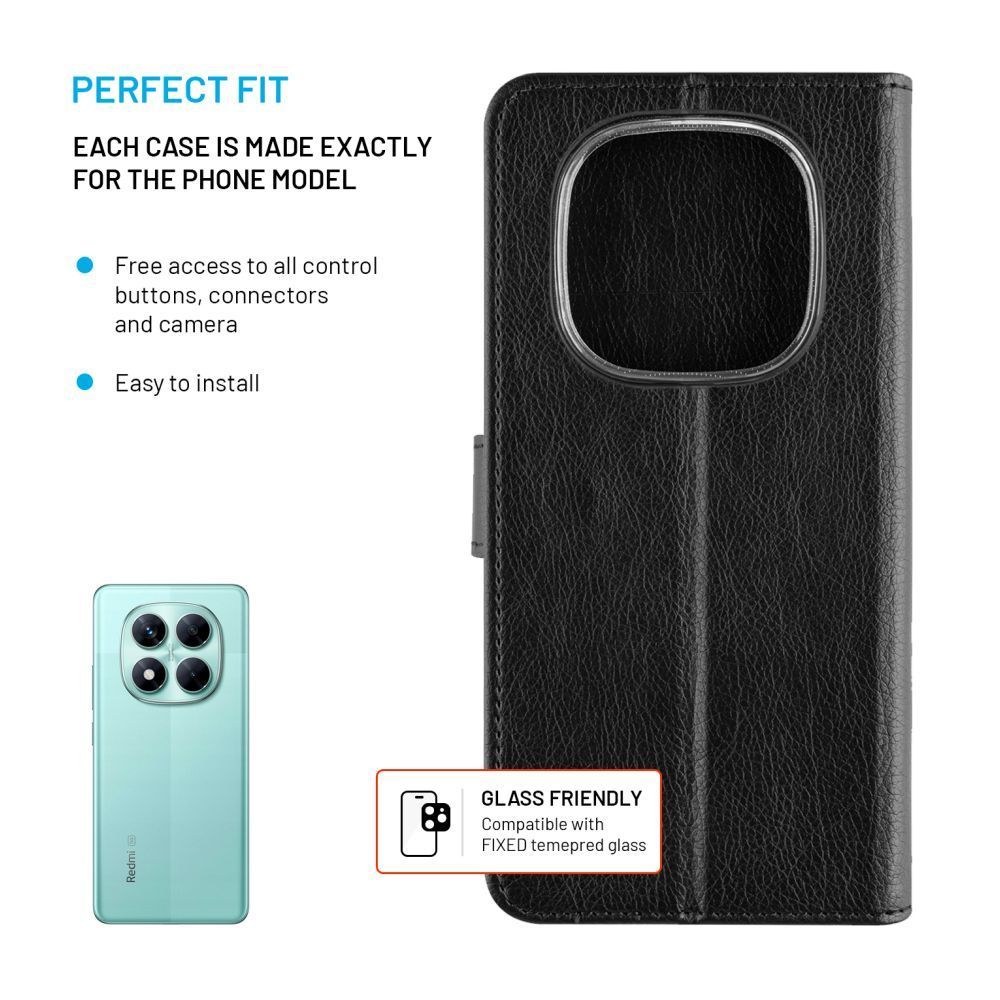 FIXED Opus oldalranyíló telefontok Xiaomi Redmi Note 14 Pro 5G/POCO X, fekete