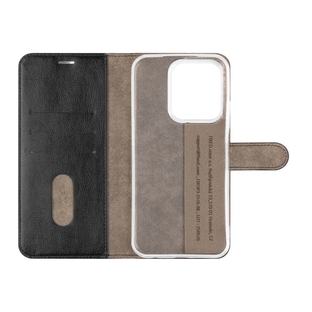 FIXED Opus oldalra nyíló telefontok Xiaomi Redmi 15C 4G/5G készülékhez, fekete