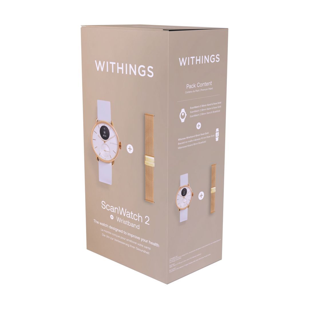 Withings Scanwatch 2 38mm including Milanese wristband Rose Gold Withings Scanwatch 2 38mm including Milanese wristband Rose Gold