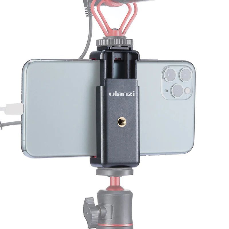 Ulanzi ST-07 telefon tartó adapter állványhoz, vakupapucs adapterrel, fekete piros