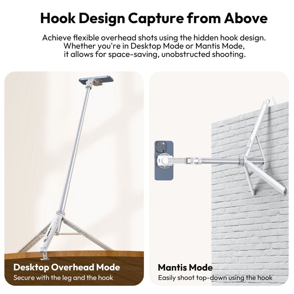 Ulanzi TT88 Overhead asztali mini állvány, Magsafe, bluetooth adapter, fehér