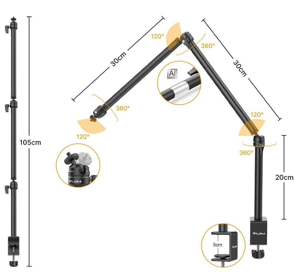 Ulanzi Vijim LS08 multifunkciós, állítható asztali állvány rendszer, 3 részes