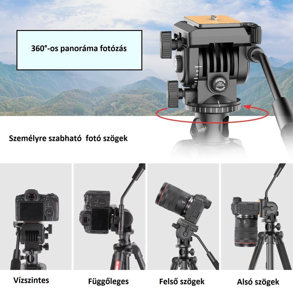 Ulanzi VT02 videó állvány, fluid fejjel