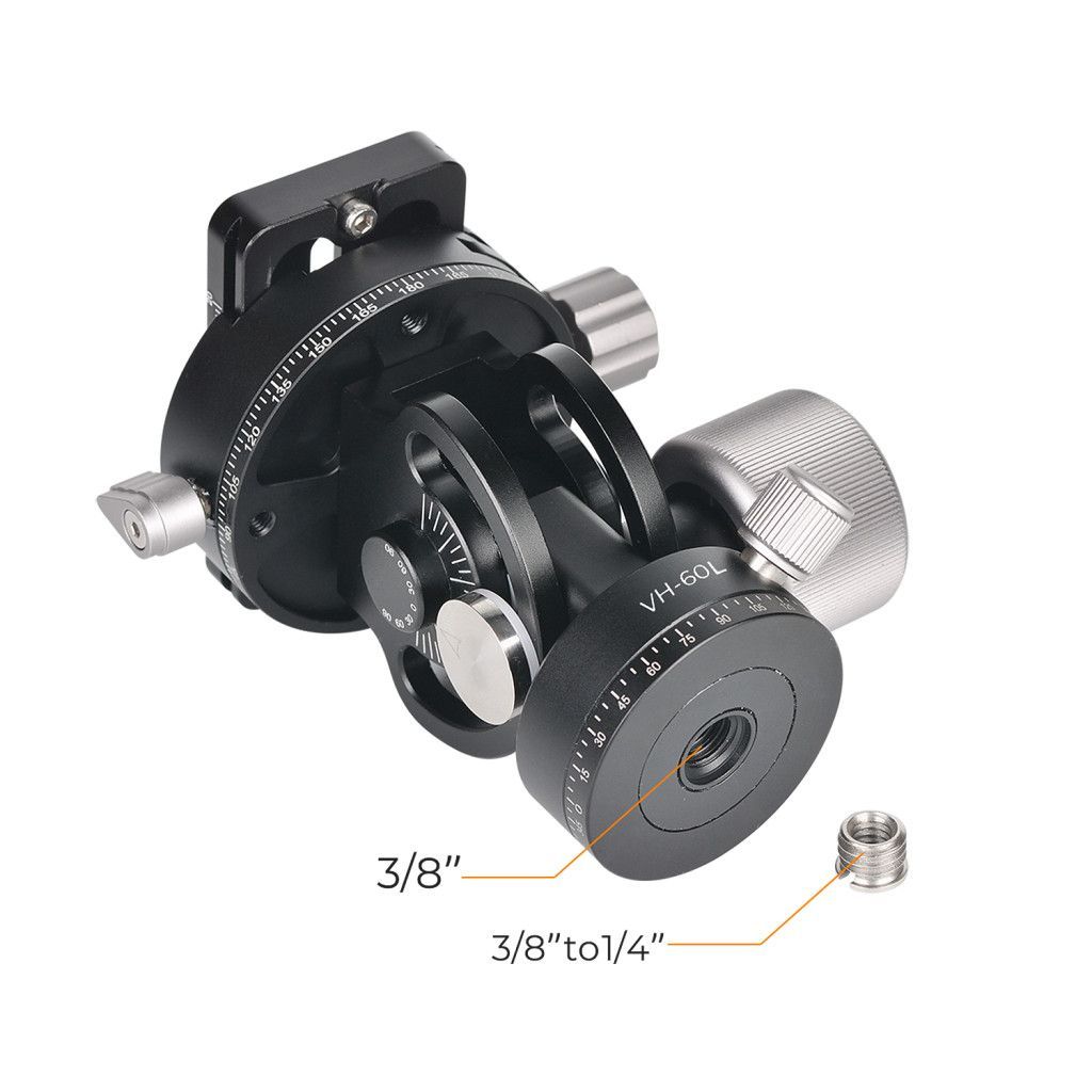 K&F Concept VH-60L dupla panoráma állvány fej, 10kg teherbírás, arca swiss, vízszintjelző