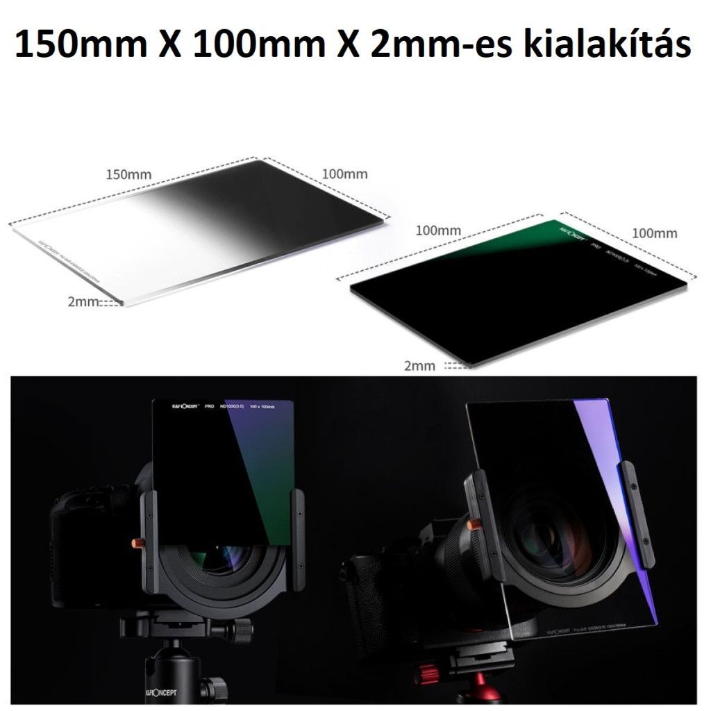 K&F Concept K&F lapszűrőtartó készlet, 100*100 mm-es, négyzet alakú szűrőhöz + 8db szűrő adapter