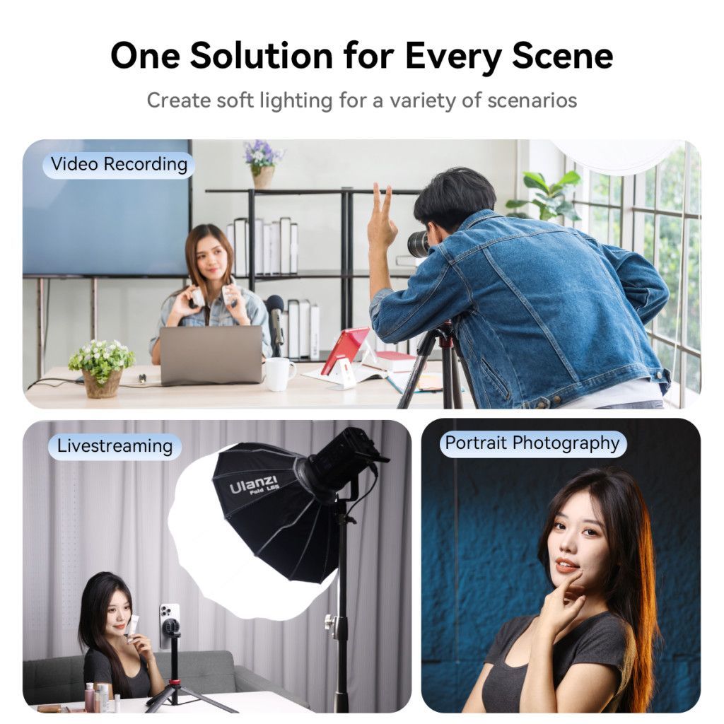 Ulanzi 65cm-es nyitható gömb softbox, lantern, Bowens csatlakozás, hordtáskával