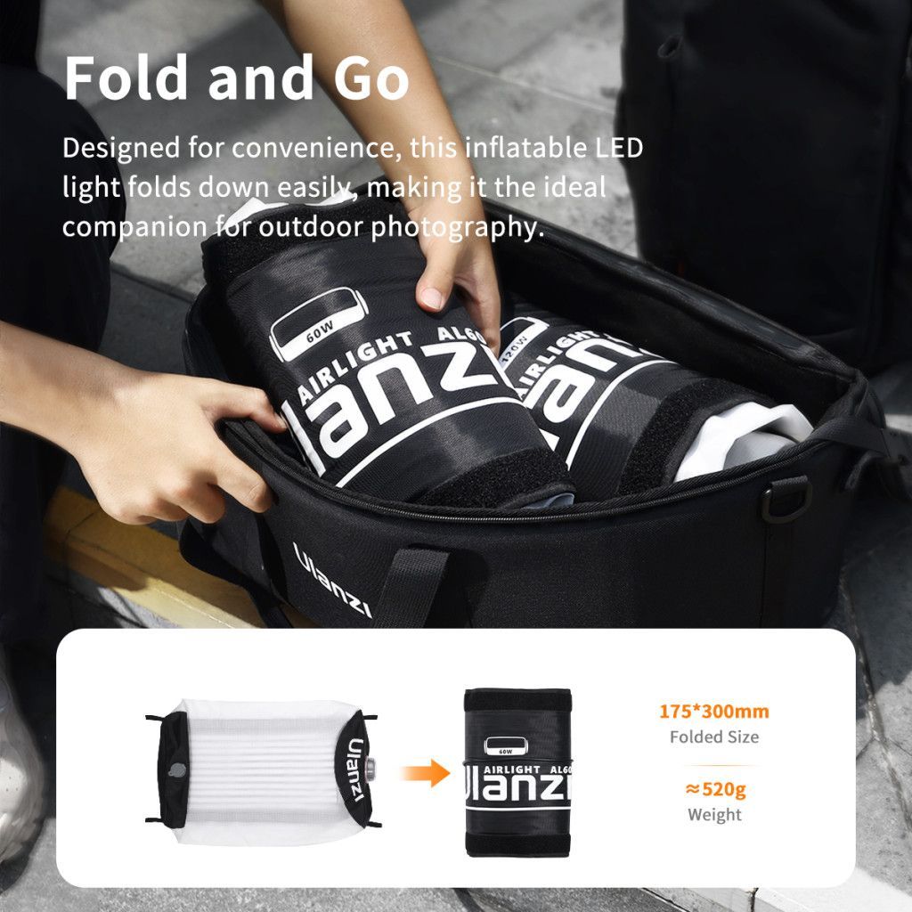 Ulanzi AL60 önfelfújó Led, 60W, 2700-6500K, 10 effekt, 50x27cm, távirányító, APP