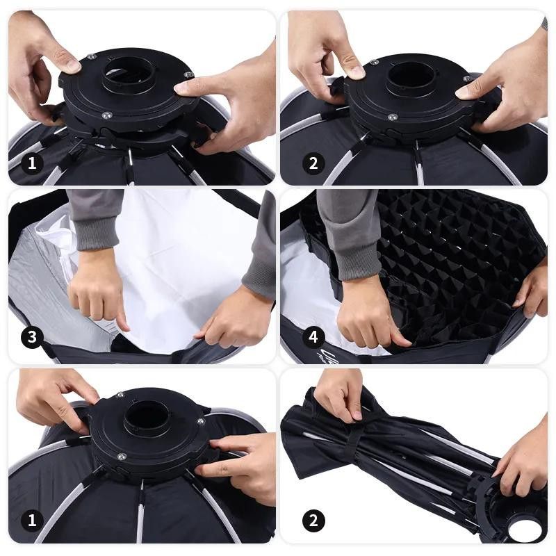 Ulanzi D560 60cm-es nyitható octobox méhsejtráccsal, mini Bowens csatlakozás Ulanzi D560 60cm-es nyitható octobox méhsejtráccsal, mini Bowens csatlakozás