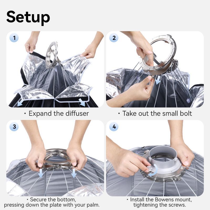 Ulanzi D90 90cm-es nyitható parabola méhsejtráccsal, Bowens csatlakozás Ulanzi D90 90cm-es nyitható parabola méhsejtráccsal, Bowens csatlakozás