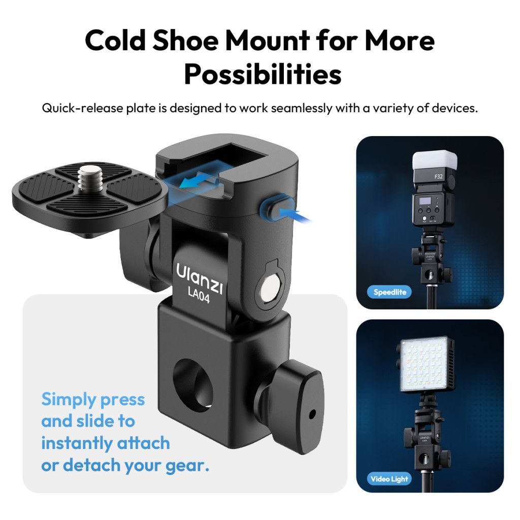 Ulanzi LA04 lámpaállvány vakupapucs és 1/4" adapter