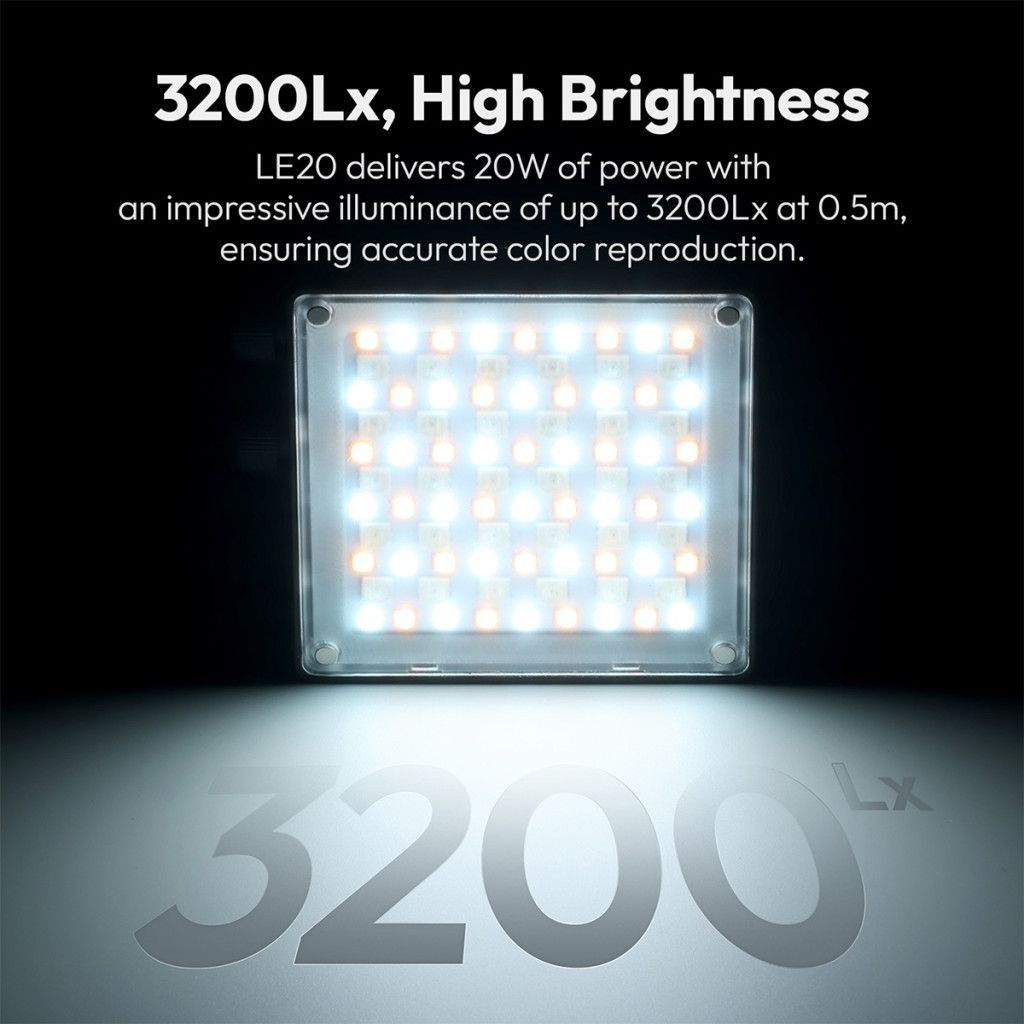 Ulanzi LE20 20W RGB fotó videó LED lámpa, 3200lux, CRI95, ventillátoros hűtés Ulanzi LE20 20W RGB fotó videó LED lámpa, 3200lux, CRI95, ventillátoros hűtés