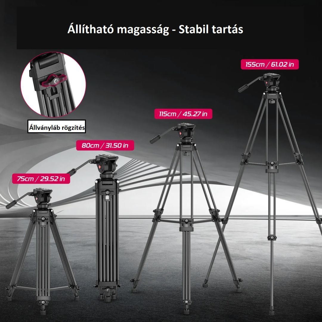 Ulanzi MT-81, T080GBB1 nagy teherbírású videó állvány, fluid videófejjel Ulanzi MT-81, T080GBB1 nagy teherbírású videó állvány, fluid videófejjel