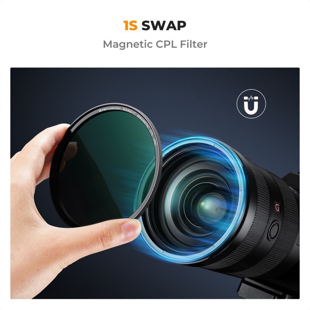 K&F Concept C Series CPL mágneses cirkuláris polár szűrő, mágneses adapterrel, 72 mm