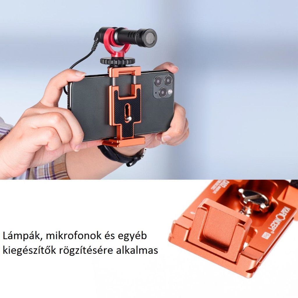 K&F Concept CA02 Arca Swiss alumínium gyors-cseretalp, kamerához, mobiltelefonhoz, narancssárga