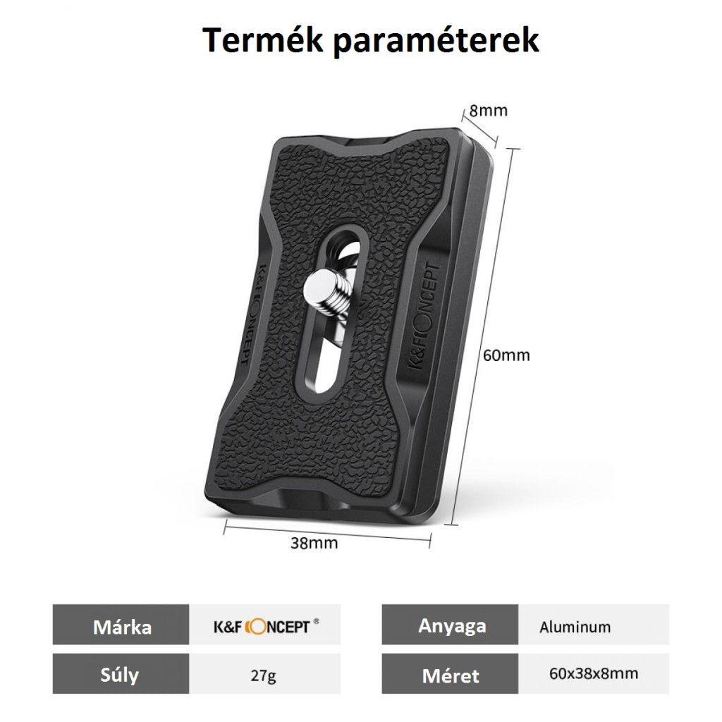 K&F Concept KF31.030 Arca Swiss alumínium gyors-cseretalp, szabványos 1/4"-es csavarral