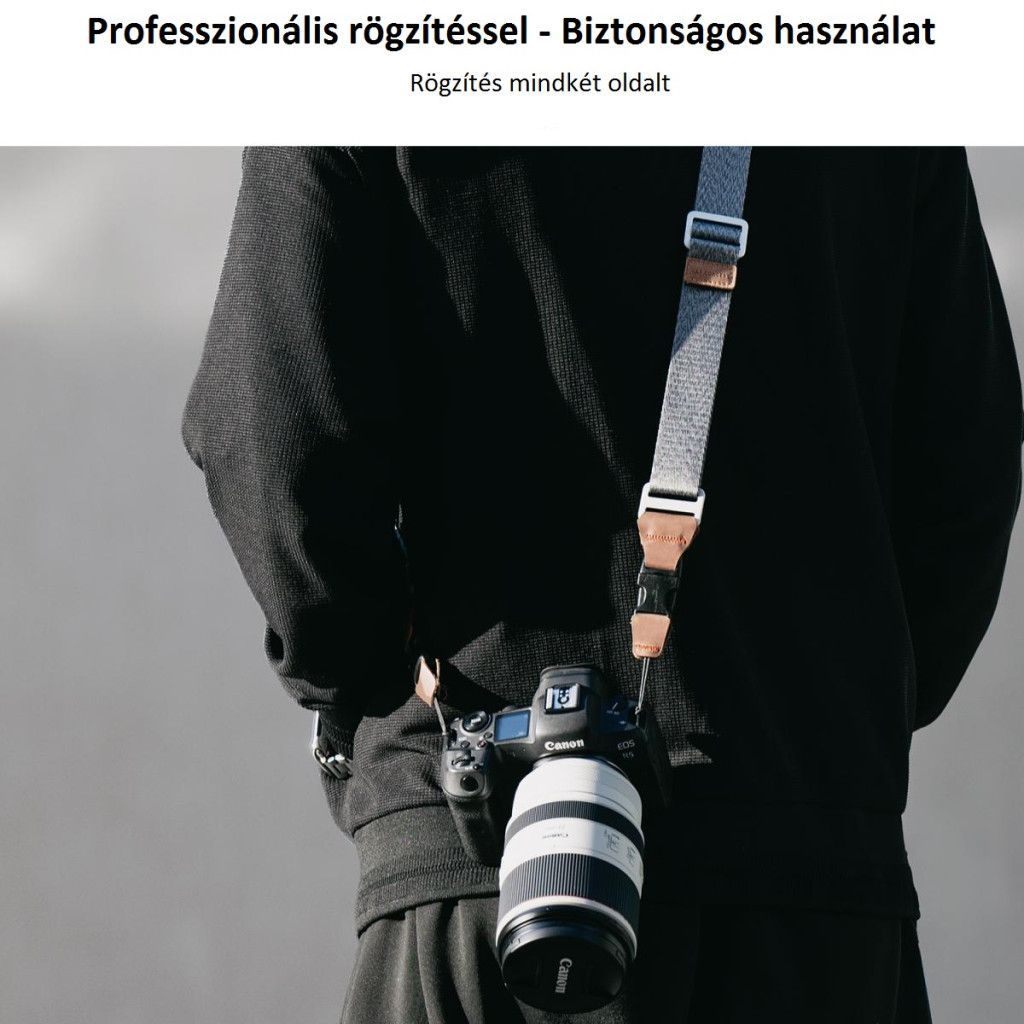 K&F Concept lapos nyakpánt gyorskioldó csattal, 3,2cm x 100-160cm, szürke