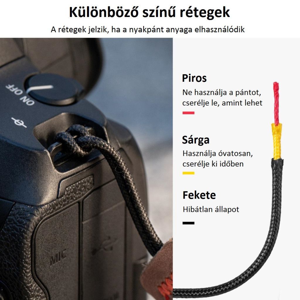 K&F Concept lapos nyakpánt gyorskioldó csattal, 3,2cm x 100-160cm, szürke