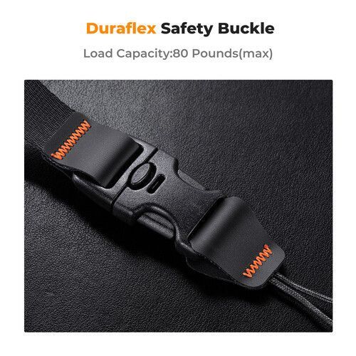 K&F Concept lapos nyakpánt gyorskioldó csattal, 4,5cm x 100-145cm, fekete