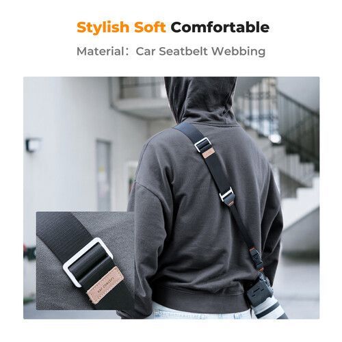 K&F Concept lapos nyakpánt gyorskioldó csattal, 4,5cm x 100-145cm, fekete