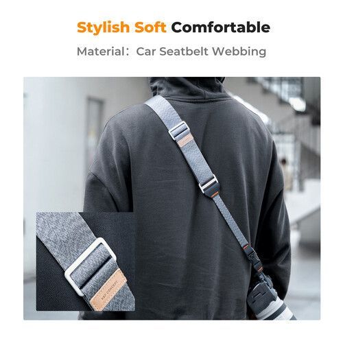 K&F Concept lapos nyakpánt gyorskioldó csattal, 4,5cm x 100-145cm, szürke